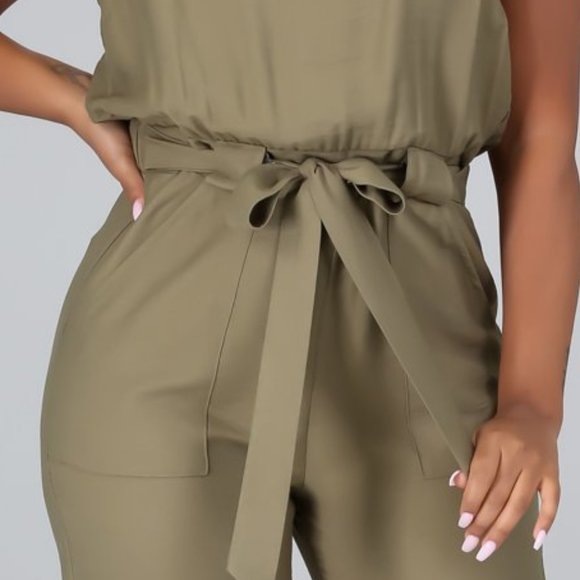 Sale🎉Dressy Basic Light Olive Jumpsuit - Picture 3 of 4